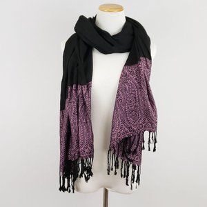 Paisley Print Fringe Scarf
